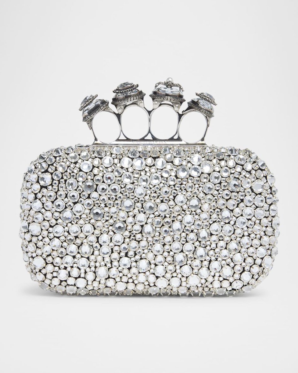 Skull Spider Four Ring Crystal Clutch Bag